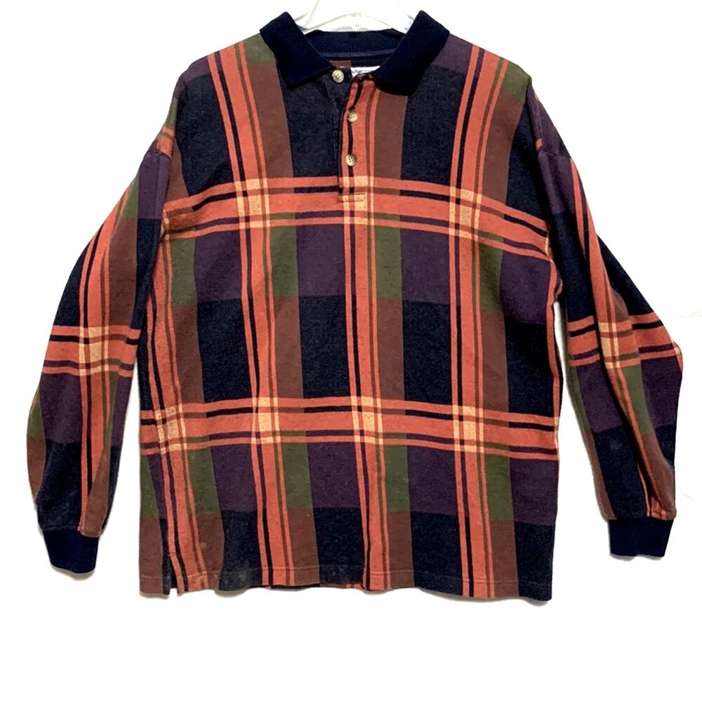 Natural Issue Men's Medium Knit Pullover Flannel Plaid 90s Y2K